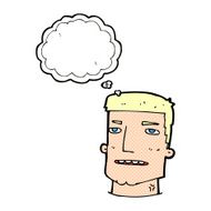cartoon male head with thought bubble N9