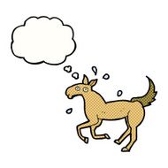 cartoon horse sweating with thought bubble N9