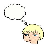 cartoon annoyed boy with thought bubble N39