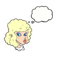 cartoon suspicious woman with thought bubble N20