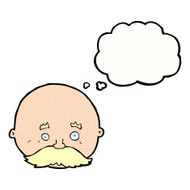 cartoon bald man with mustache thought bubble N17