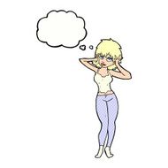 cartoon pretty woman with thought bubble N265