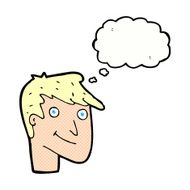 cartoon happy man with thought bubble N449
