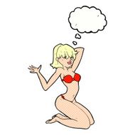 cartoon sexy bikini girl with thought bubble N10