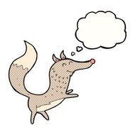 cartoon happy wolf with thought bubble N21