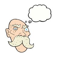 cartoon angry old man with thought bubble N137