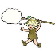 cartoon caveman with thought bubble N9