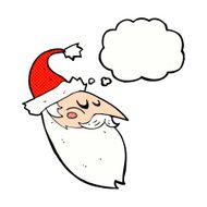 cartoon santa face with thought bubble N10