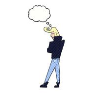 cartoon cool guy with thought bubble N9