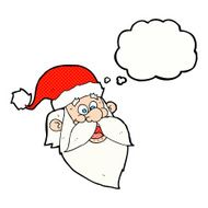 cartoon jolly santa claus face with thought bubble N9