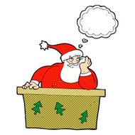 cartoon bored santa claus with thought bubble N8