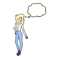 cartoon pretty woman with thought bubble N269