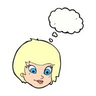 cartoon female face with thought bubble N145