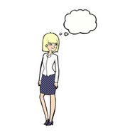 cartoon pretty businesswoman with thought bubble N10
