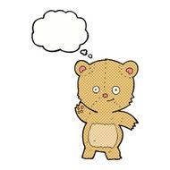 cartoon waving teddy bear with thought bubble N23