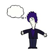 cartoon vampire man with thought bubble N116
