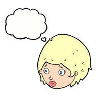 cartoon girl with concerned expression thought bubble N9