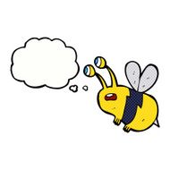 cartoon frightened bee with thought bubble N9