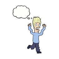 cartoon terrified man with thought bubble N221