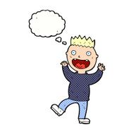 cartoon crazy happy man with thought bubble N10
