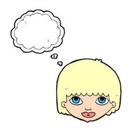 cartoon female face with thought bubble N146