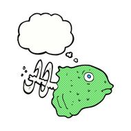cartoon fish head with thought bubble N7