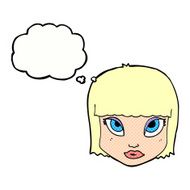 cartoon female face with thought bubble N147