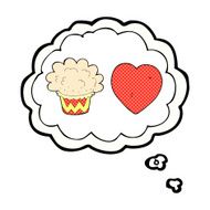 cartoon cupcake with thought bubble N4