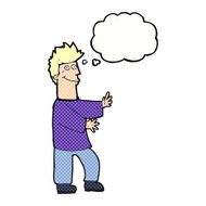 cartoon happy man with thought bubble N450