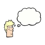 cartoon happy man face with thought bubble N15