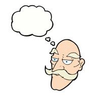 cartoon old man face with thought bubble N9