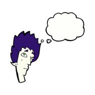cartoon vampire head with thought bubble N39