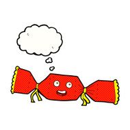 cartoon christmas cracker with thought bubble N2