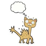 cartoon scared cat with thought bubble N7