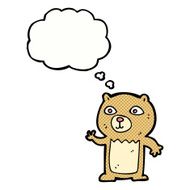 cartoon waving teddy bear with thought bubble N24