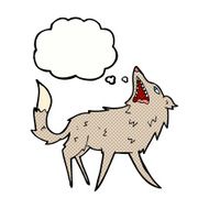 cartoon snapping wolf with thought bubble N5