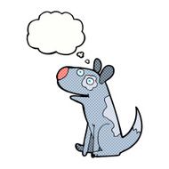 cartoon happy dog with thought bubble N82