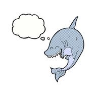 cartoon shark with thought bubble N39