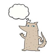cartoon wolf waving with thought bubble N4
