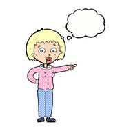 cartoon pointing woman with thought bubble N29