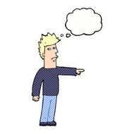 cartoon man pointing with thought bubble N189