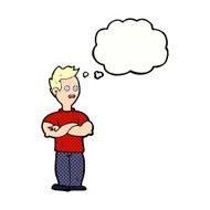 cartoon man with crossed arms thought bubble N28