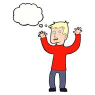 cartoon terrified man with thought bubble N222
