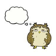 cartoon wise old owl with thought bubble N7