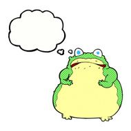 cartoon fat toad with thought bubble N2