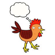 funny cartoon chicken with thought bubble N8