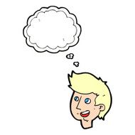 cartoon happy boy face with thought bubble N45