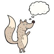 cartoon waving wolf with thought bubble N15