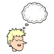 cartoon happy boy face with thought bubble N46