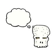 cartoon spooky skull with thought bubble N146